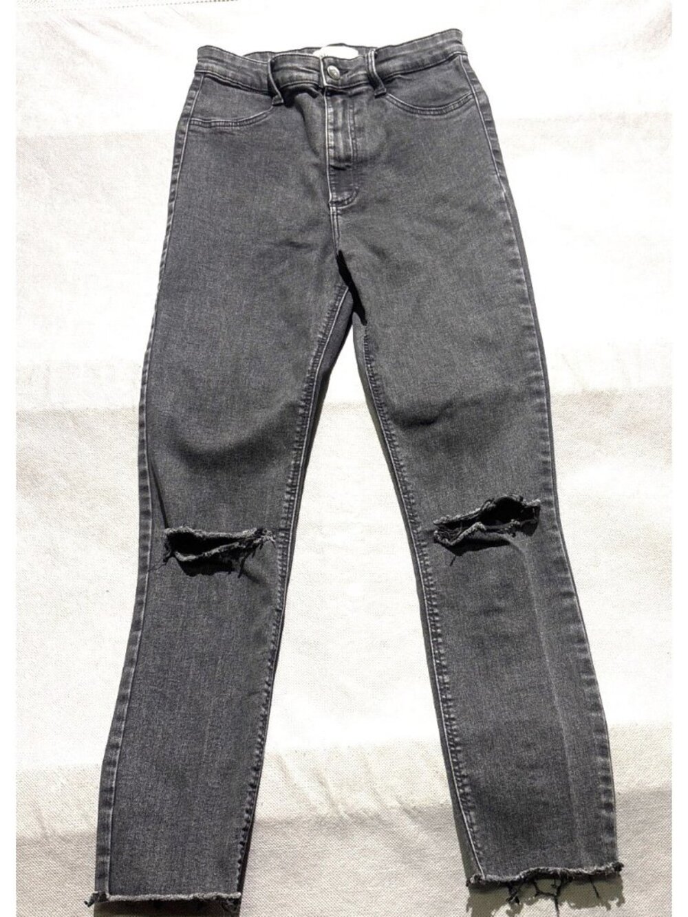 Zara Womens Distressed High-Waisted Black Skinny Jeans Size 4